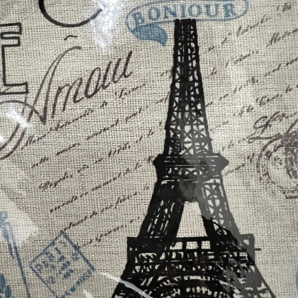 Paris Eiffel Tower French Canvas Storage Box with Flip Up Lid